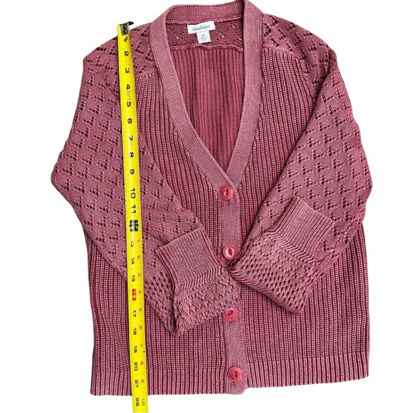 Sundance Pink Knit Button Front Cardigan SZ XS Feminine Breathable Cotton EUC - Picture 7 of 9